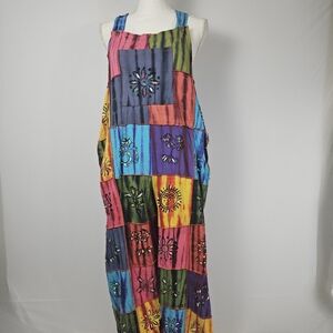 Rising Internatonal rare one-of-a-kind striped overalls size large